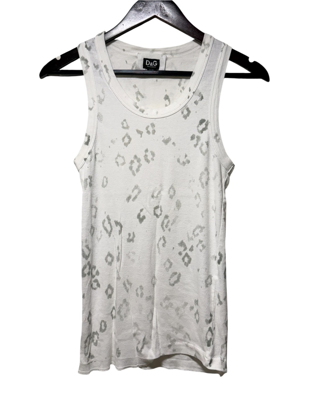 Vintage D&G Dolce Gabbana Y2K Women's Leopard AOP Print Tank Top White Size XS